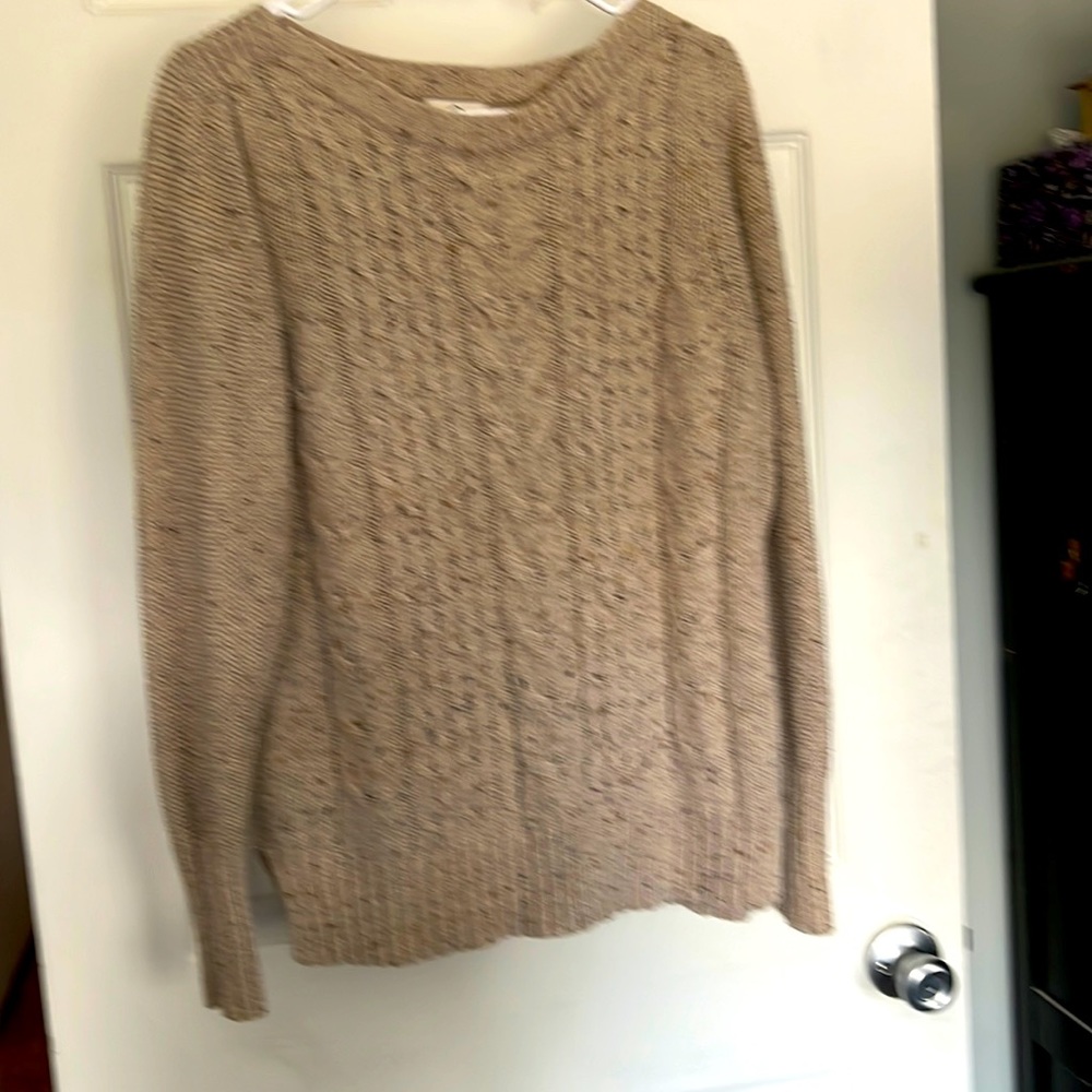 ST. JOHN'S BAY Woman's Tan Speckled Pullover Cable knit Sweater  Size XL
